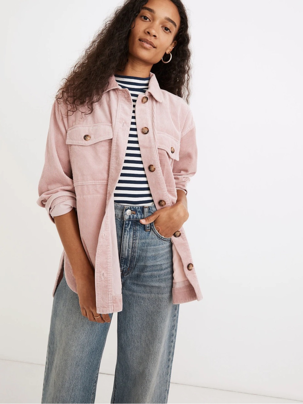 Madewell Corduroy Yorkway Shirt-Jacket in Wisteria Dove Pink Sz S